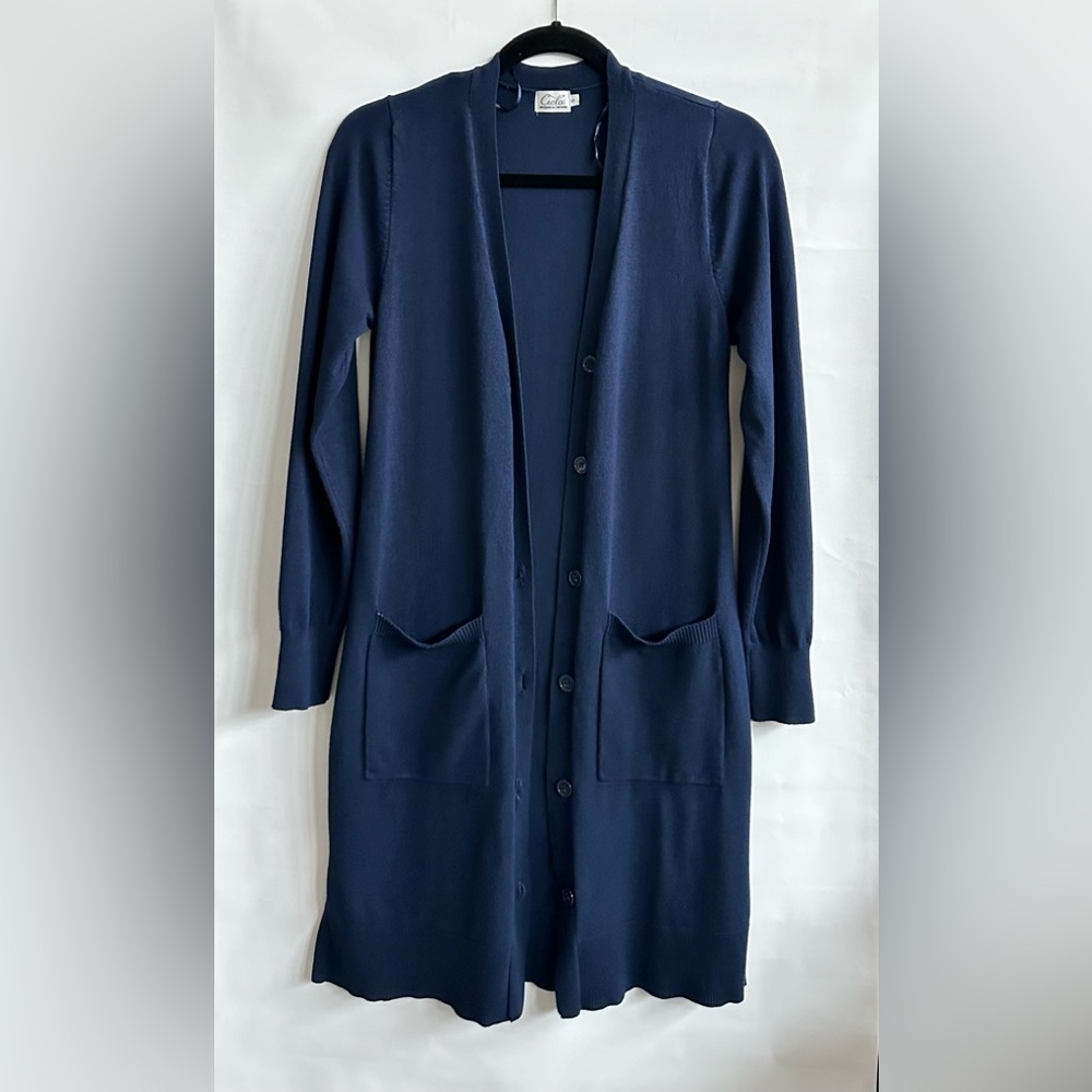 Cielo Cardigan Navy Blue Super Soft Mid Length Size Small